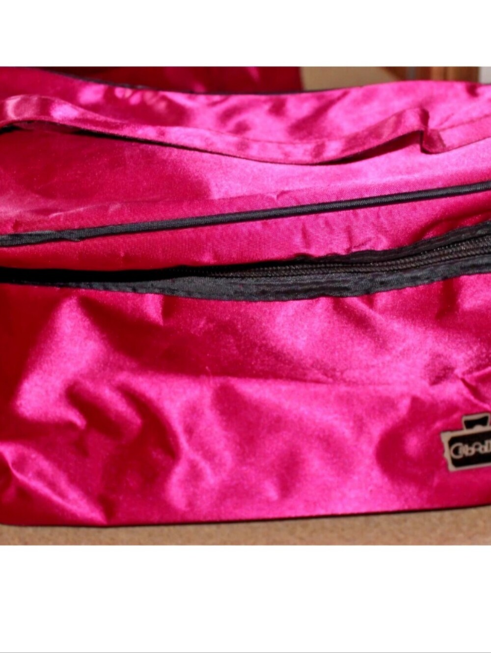 Caboodles Dark Pink Soft Sided Makeup Case With Small Zip Carry Pouch 11 x 6.5